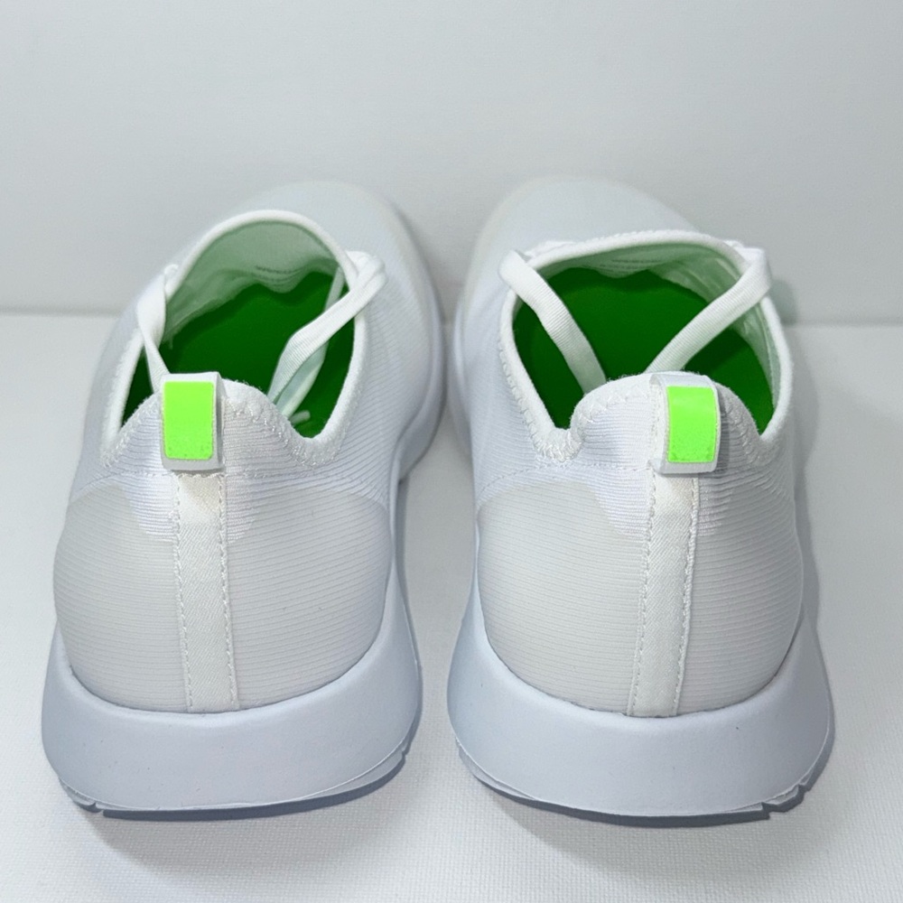 OOFOS Women’s White Athletic Slip-On Sneakers with Light Green Accents - Picture 5 of 8